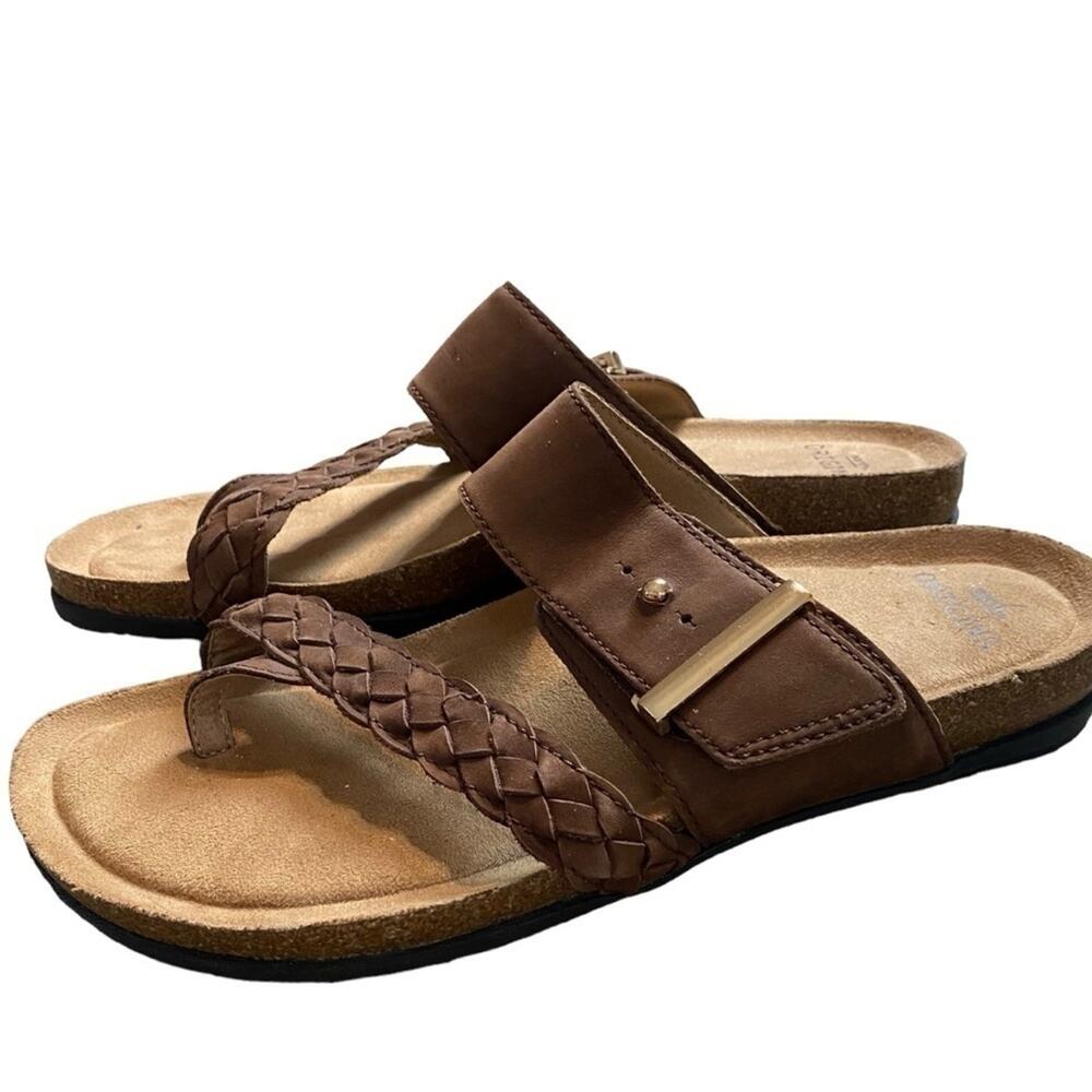 Earth Origins Braided Print Toe-Post Sandals Onida Brown Suede size 9 boho - Picture 3 of 9